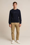 Octave Men Dark Navy Solid Round Neck Sweatshirt