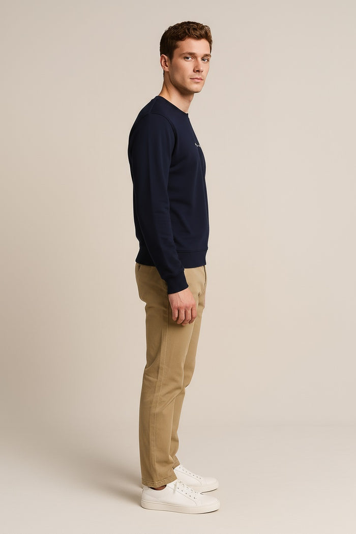 Octave Men Dark Navy Solid Round Neck Sweatshirt