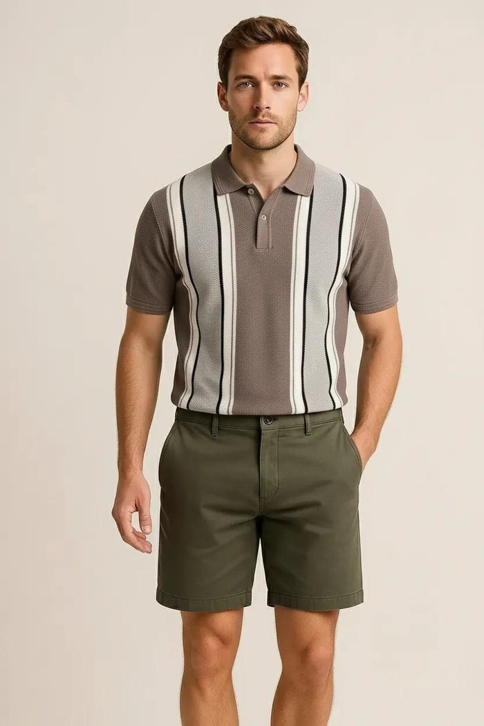Octave Men Dark Teak Colourblocked Polo Collar T-shirt