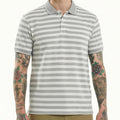 Octave Men Grey Melange Striped Polo Collar T-shirt