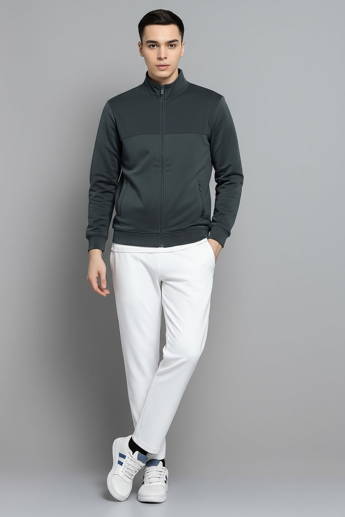 Octave Men Heather Colourblocked Mandarin Neck Sweatshirt