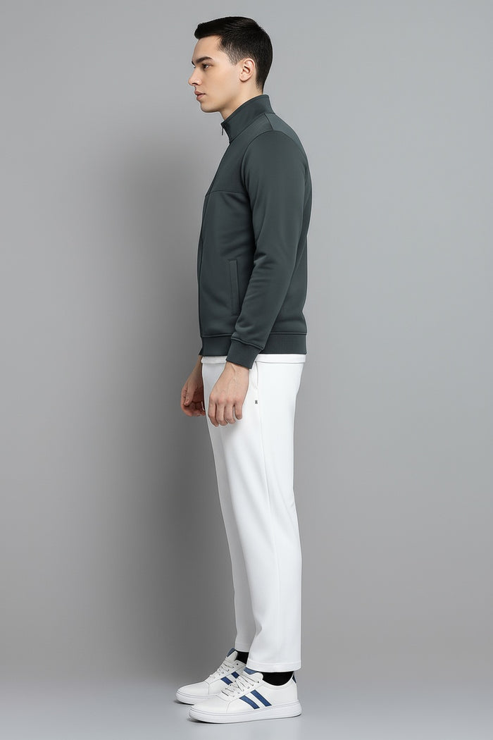 Octave Men Heather Colourblocked Mandarin Neck Sweatshirt