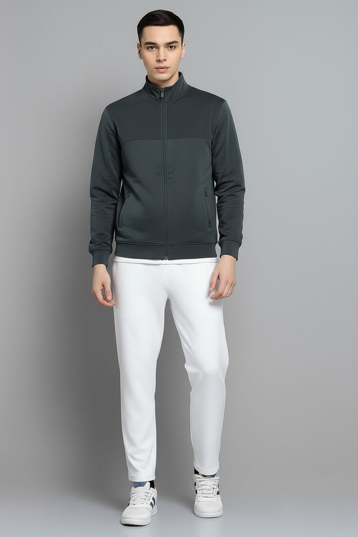 Octave Men Heather Colourblocked Mandarin Neck Sweatshirt