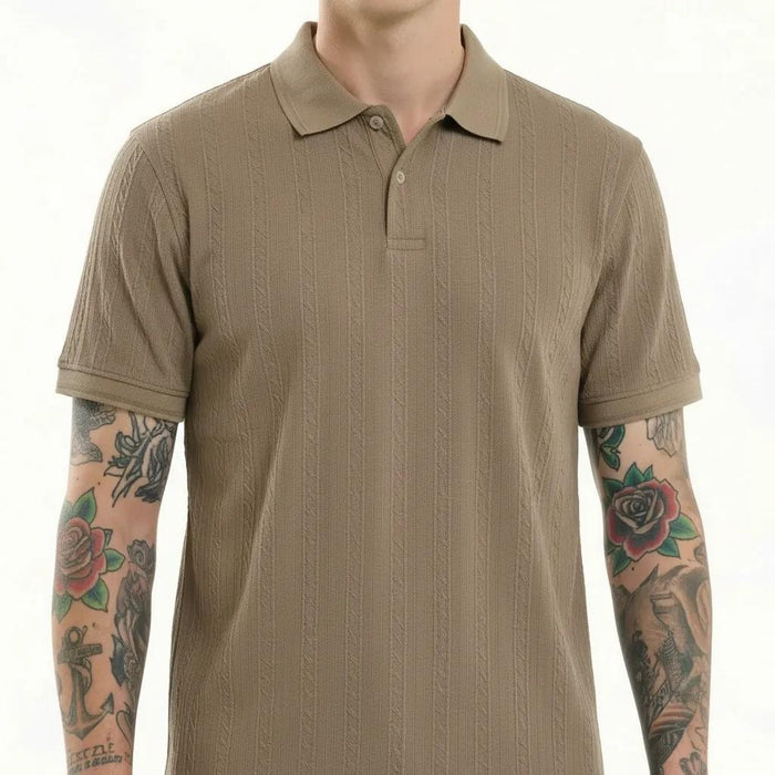 Octave Men Khaki Polo Collar T-shirt