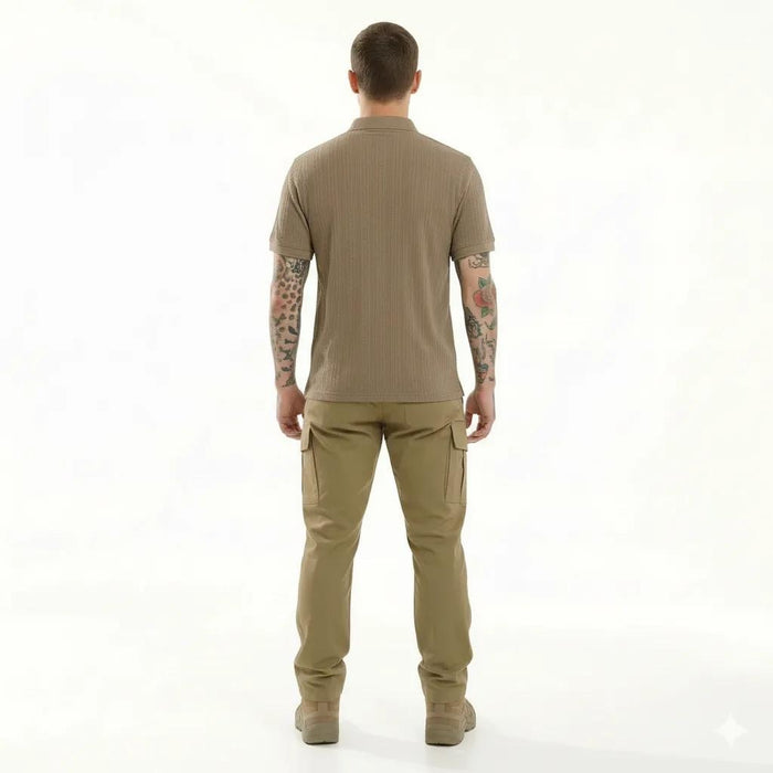 Octave Men Khaki Polo Collar T-shirt
