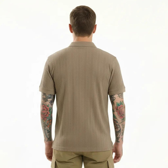 Octave Men Khaki Polo Collar T-shirt