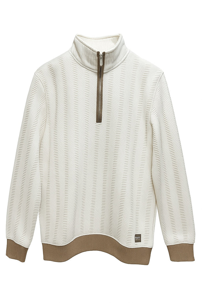 Octave Men Khaki Striped Sweatshirt