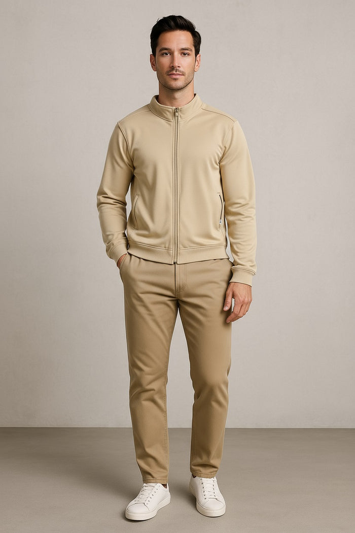 Octave Men Natural Solid High Neck Sweatshirt
