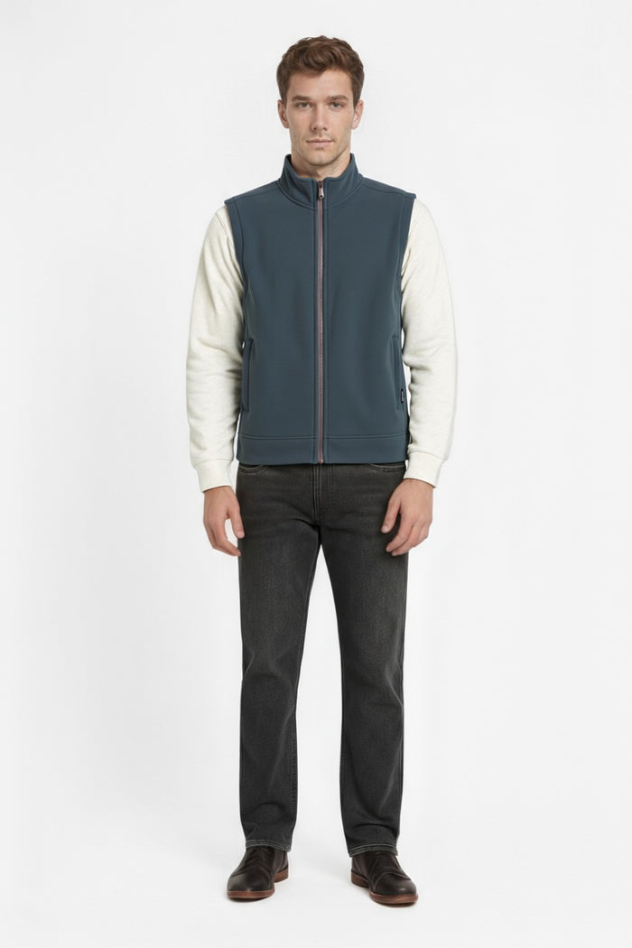 Octave Men Navy Melange Solid Mandrain Neck Sweatshirt