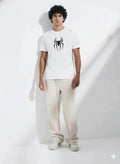 Octave Men Off White Printed Round Neck T-shirt
