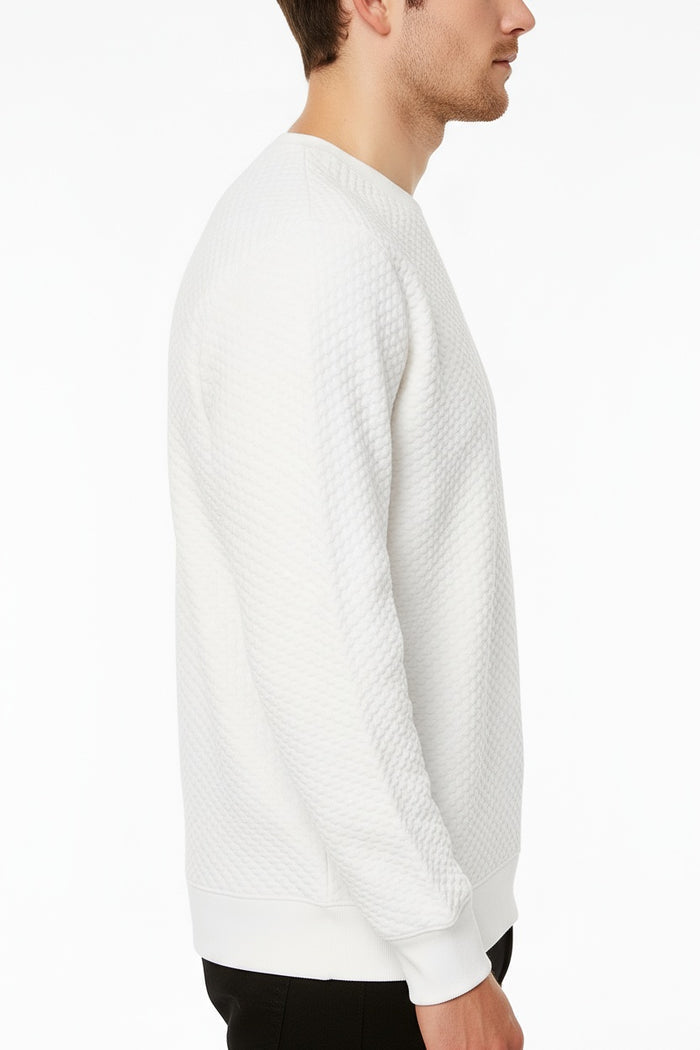 Octave Men Off White Solid Round Neck Sweatshirt