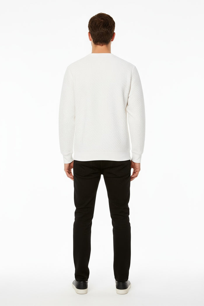 Octave Men Off White Solid Round Neck Sweatshirt