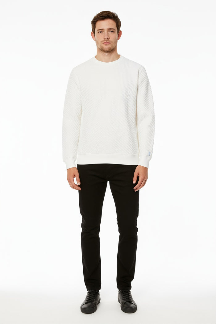 Octave Men Off White Solid Round Neck Sweatshirt