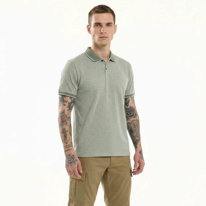 Octave Men Oil Green Polo Collar T-shirt