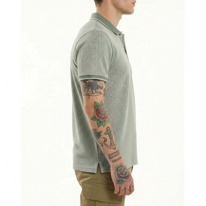 Octave Men Oil Green Polo Collar T-shirt