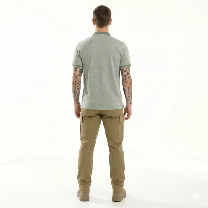 Octave Men Oil Green Polo Collar T-shirt