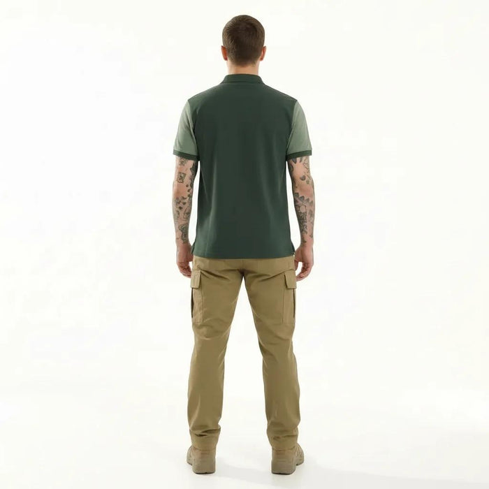 Octave Men Olive Colourblocked Polo Collar T-shirt