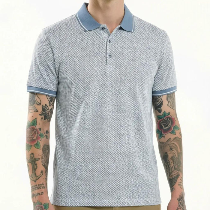 Octave Men Oxford Blue Polo Collar T-shirt