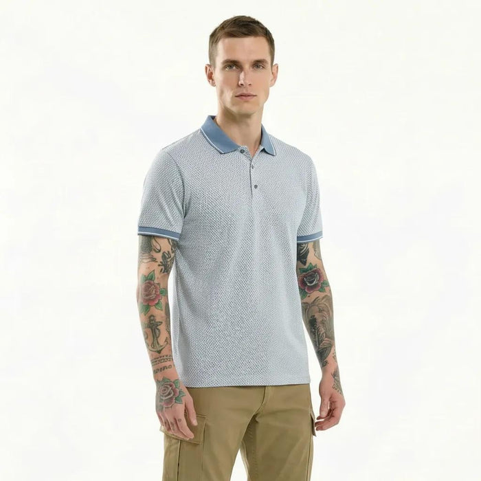 Octave Men Oxford Blue Polo Collar T-shirt
