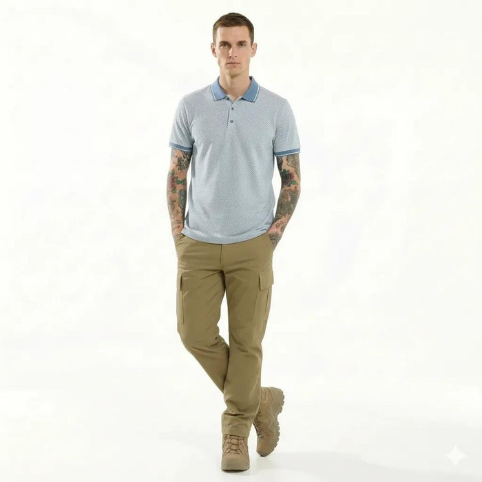 Octave Men Oxford Blue Polo Collar T-shirt
