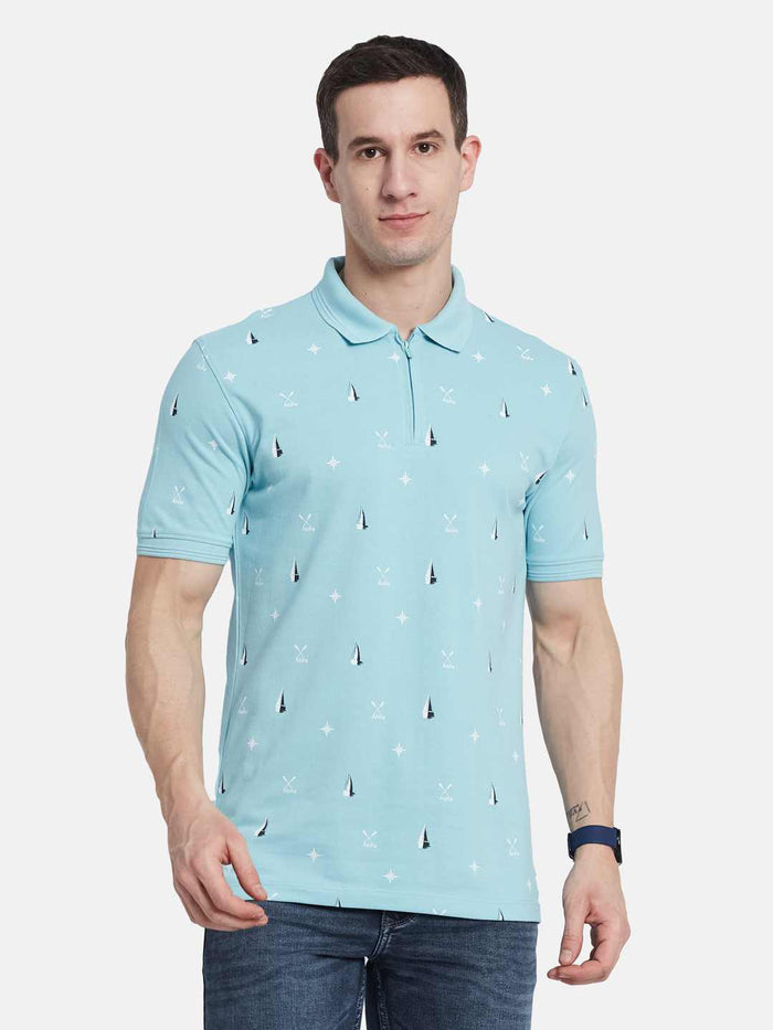 Octave Men Polka Dot Printed Polo Collar T-shirt