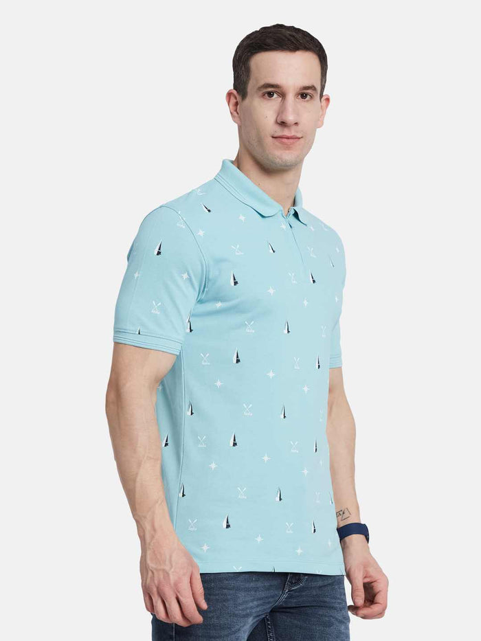 Octave Men Polka Dot Printed Polo Collar T-shirt