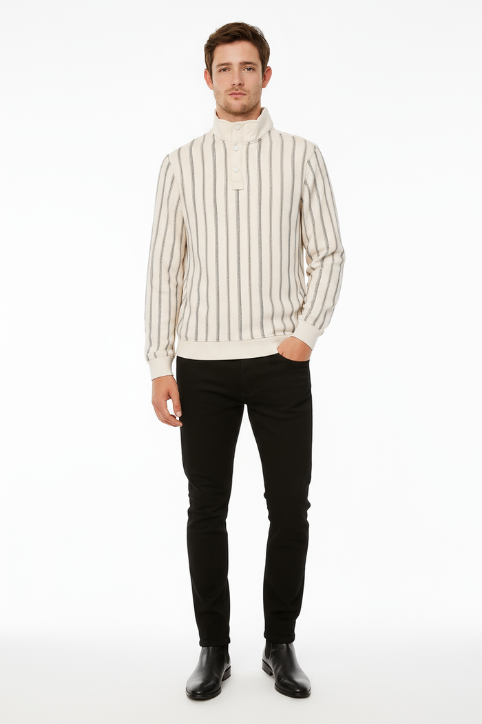 Octave Men Pristine Striped High Neck  Sweatshirt