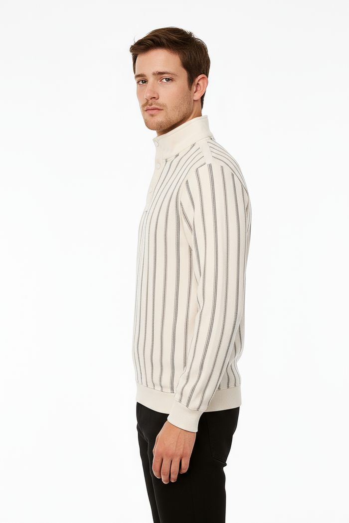 Octave Men Pristine Striped High Neck  Sweatshirt