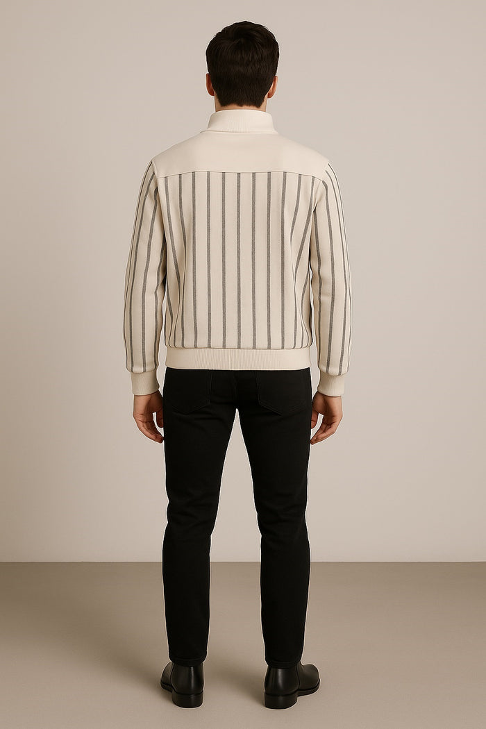 Octave Men Pristine Striped High Neck  Sweatshirt