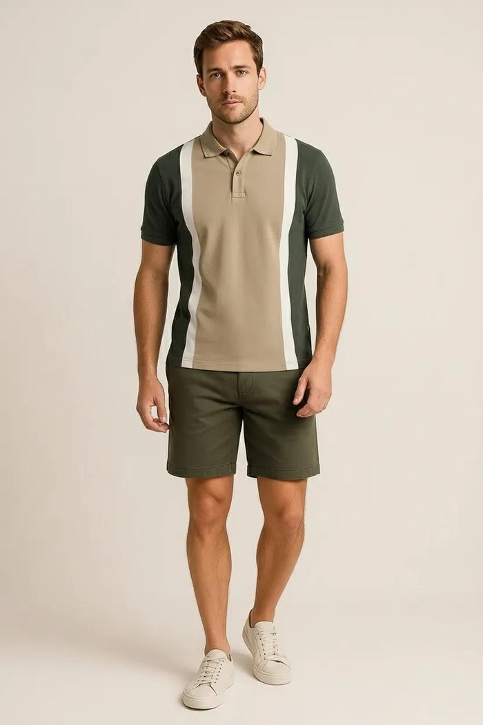 Octave Men Safari Colourblocked Polo Collar T-shirt
