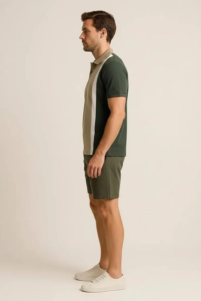 Octave Men Safari Colourblocked Polo Collar T-shirt