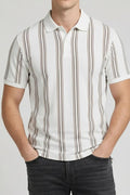 Octave Men Safari Striped Polo Collar T-shirt