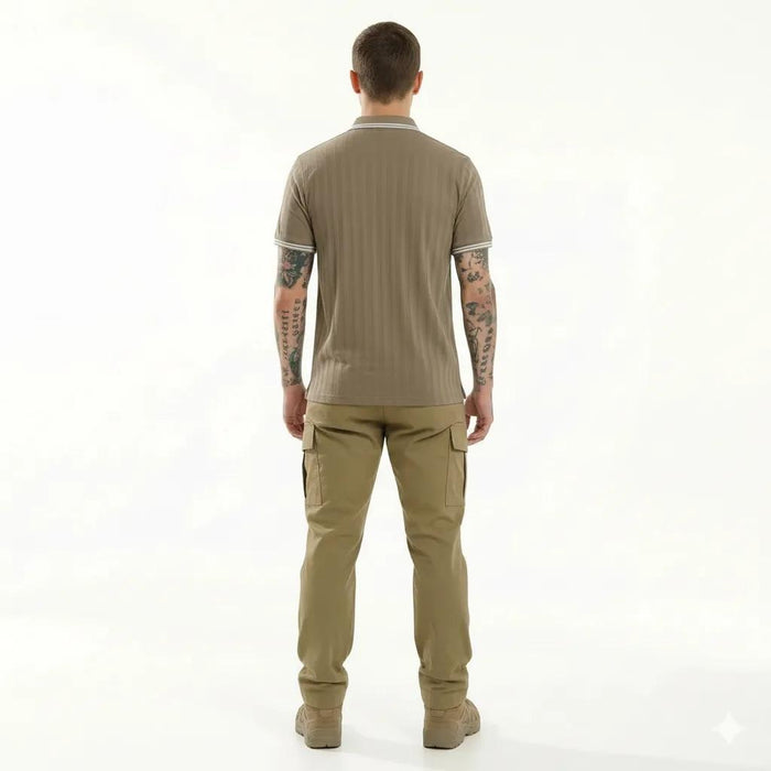 Octave Men Safari Striped Polo Collar T-shirt
