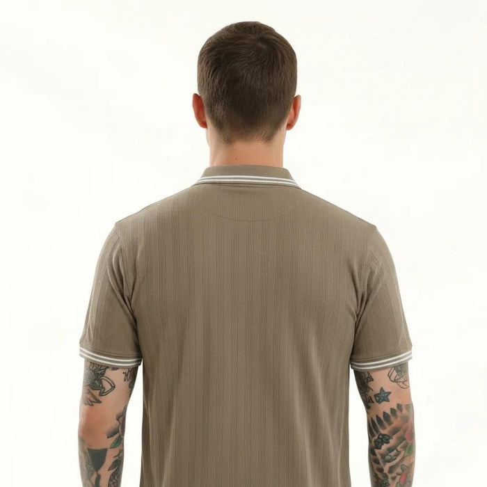 Octave Men Safari Striped Polo Collar T-shirt