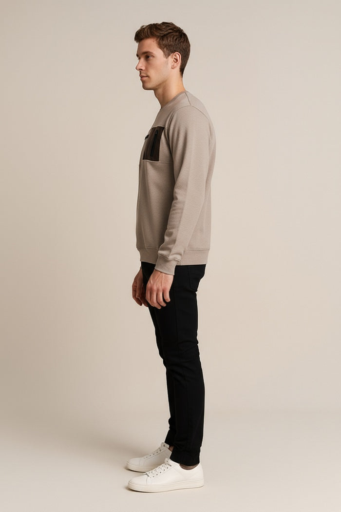 Octave Men Stone Solid Round Neck Sweatshirt