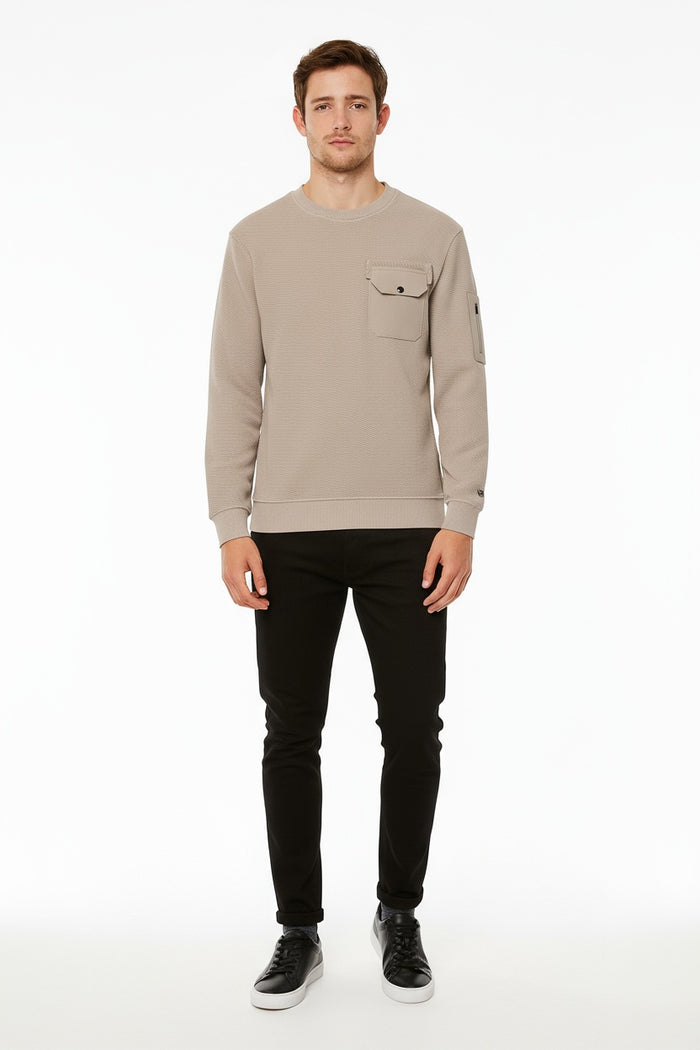 Octave Men Stone Solid Round Neck Sweatshirt