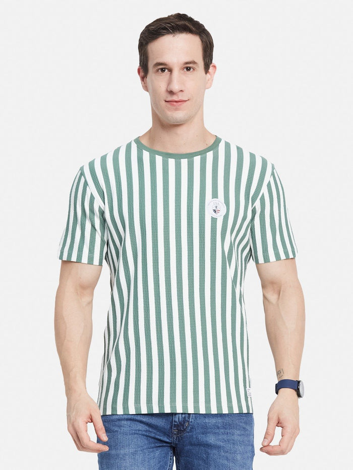 Octave Men Striped Monochrome T-shirt