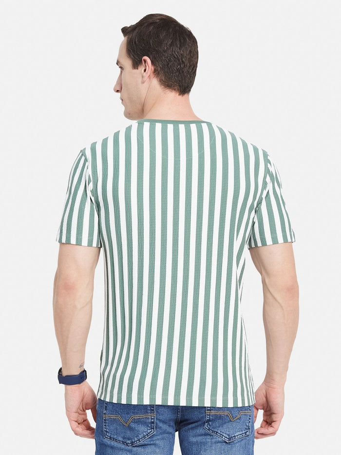 Octave Men Striped Monochrome T-shirt