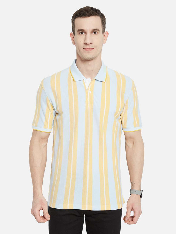 Octave Men Striped Polo Collar T-shirt