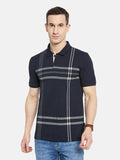 Octave Men Striped Polo Collar T-shirt