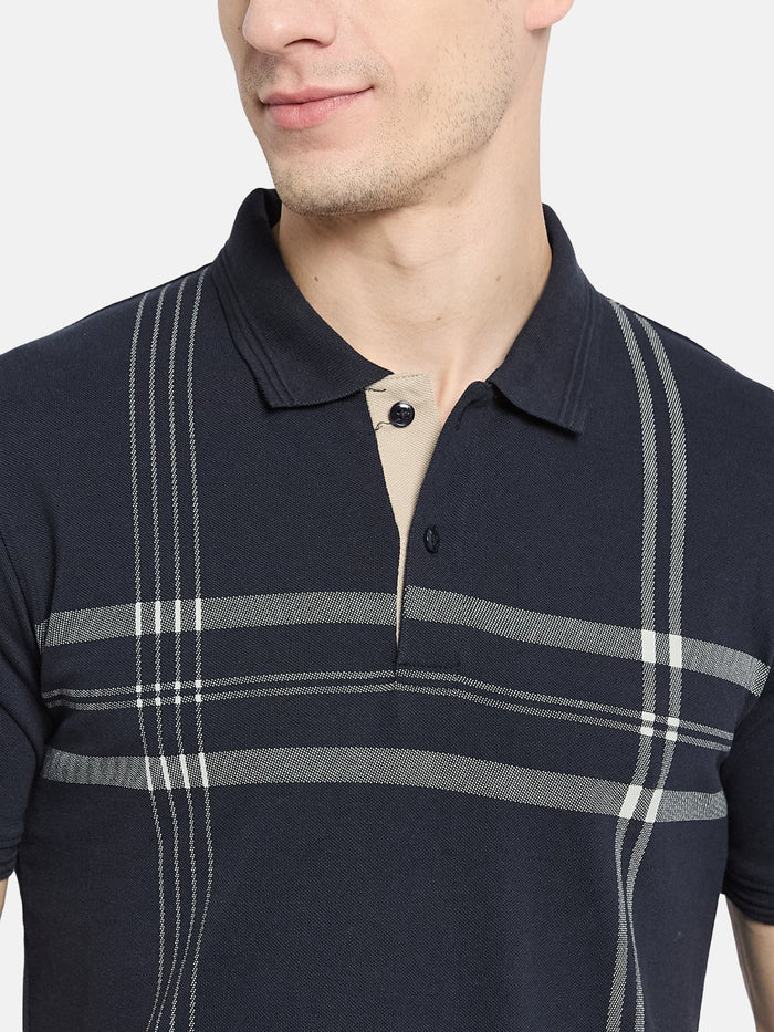 Octave Men Striped Polo Collar T-shirt