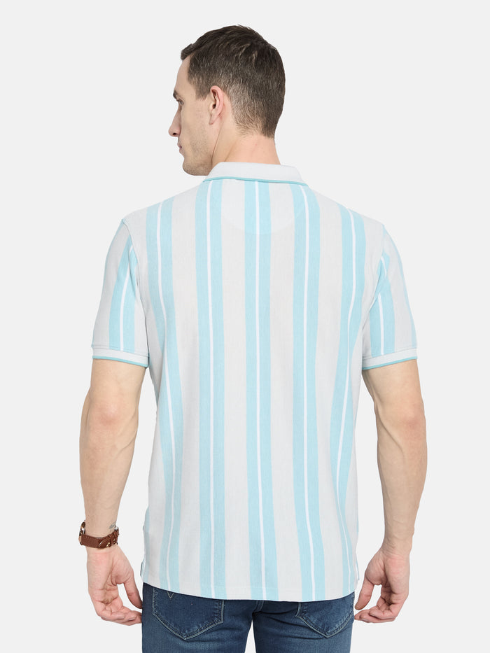 Octave Men Striped Polo Collar T-shirt
