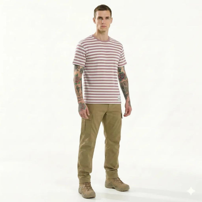 Octave Men Suede Pink Striped T-shirt