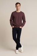 Octave Men Wine Solid Round Neck Sweatshirt