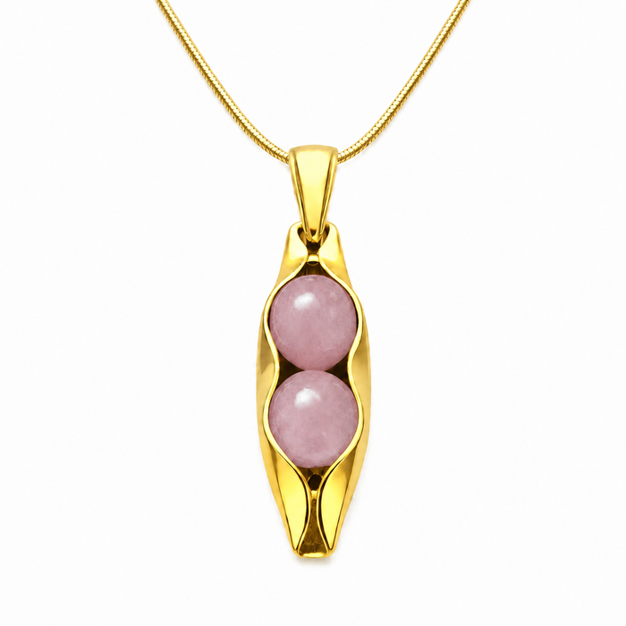 October Birthstone | Rose Quartz | Two Peas in a Pod Necklace | Personalised Gift