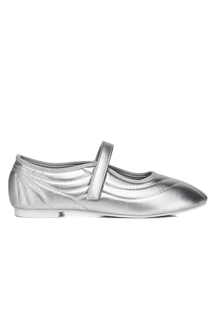 Odelia Padded Mary Janes Flats (Silver)