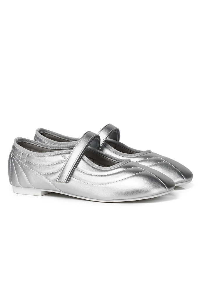 Odelia Padded Mary Janes Flats (Silver)
