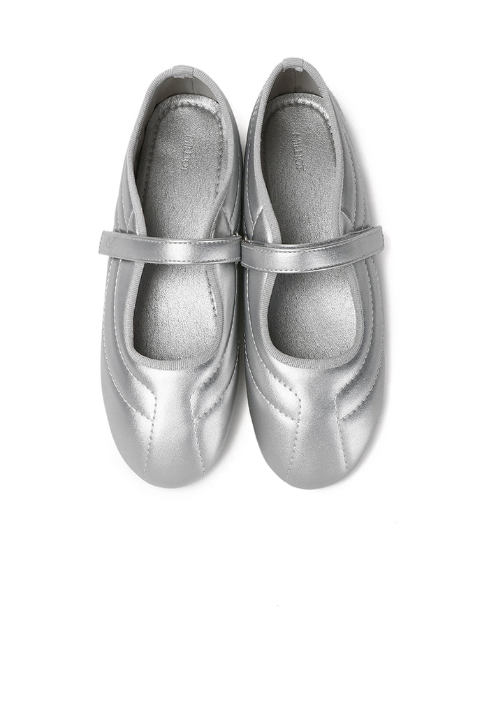 Odelia Padded Mary Janes Flats (Silver)