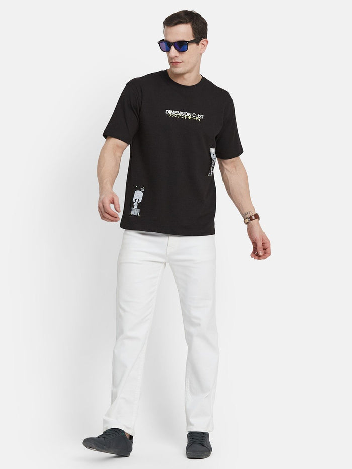 OVERSIZED WARNER BROTHERS BACK PRINT ROUND NECK SEER SUCKER T-SHIRT