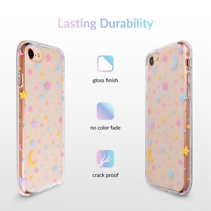 Pastel Starry Night Clear iPhone Case – Chic Designer-Style Phone Cover